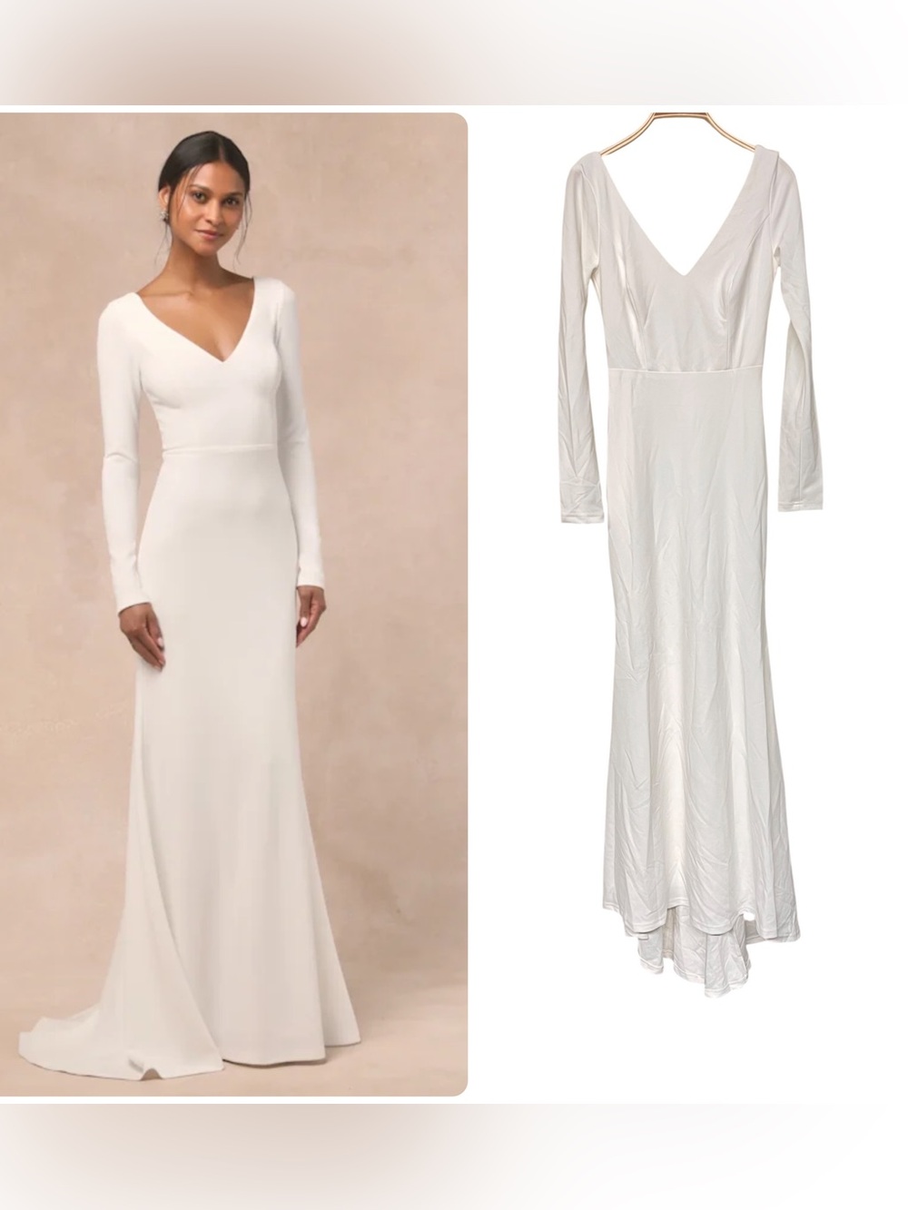 NEW Lulu’s Feeling Of Forever White Long Sleeve Mermaid Maxi Dress Wedding